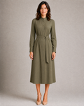 High-Neck Belted Shirt Dress